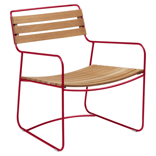 Fermob Surprising Teak Low Armchair in Chilli
