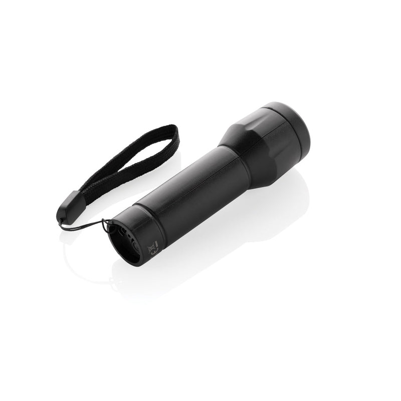 Load image into Gallery viewer, XD Collection Flara RSC recycled plastic USB rechargeable torch with custom wood design, compact tools and torches for versatile use.
