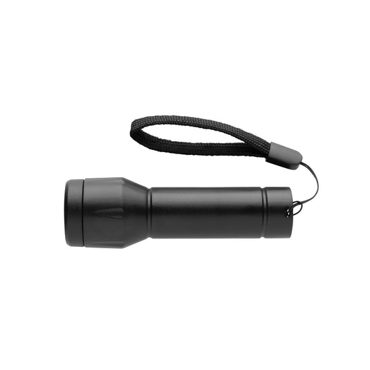 XD Collection Flara RSC recycled plastic USB-rechargeable torch with custom wood design, compact tools and torch in black.
