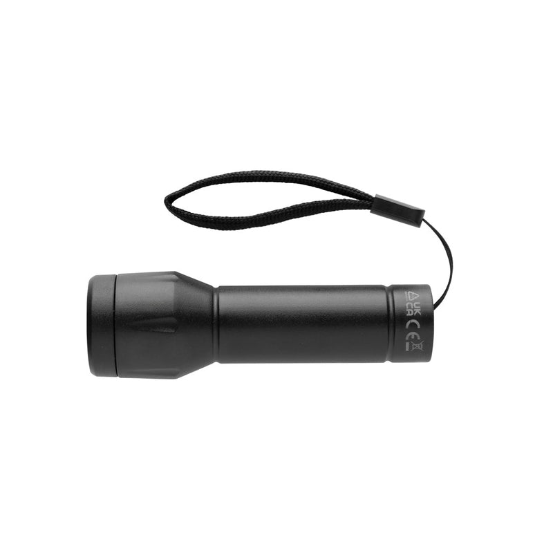 Load image into Gallery viewer, XD Collection Flara RSC recycled plastic USB rechargeable torch with custom wood design, compact tools and torches for outdoor use.
