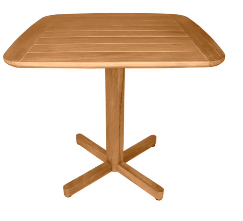 Load image into Gallery viewer, Fermob FLORÈS teak dining table measuring 70x70 cm, outdoor table with a sleek wooden surface and sturdy legs.
