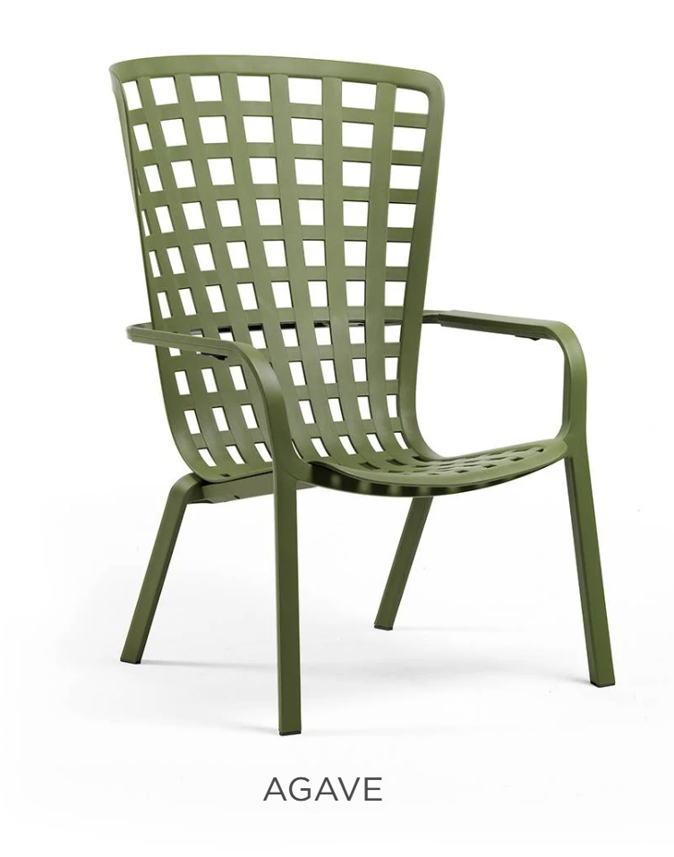Nardi Folio outdoor chair with agave-colored woven design and sleek, modern frame for stylish outdoor seating.