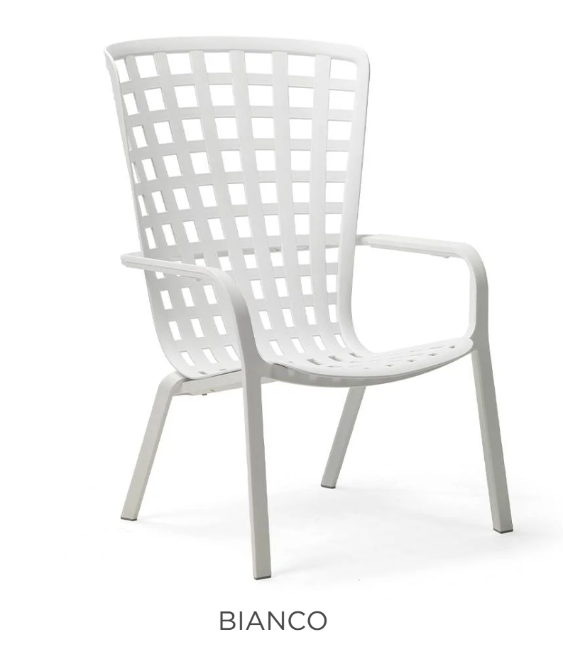 Load image into Gallery viewer, White Nardi Folio outdoor chair with sleek, modern design, featuring a lightweight frame and comfortable seating.
