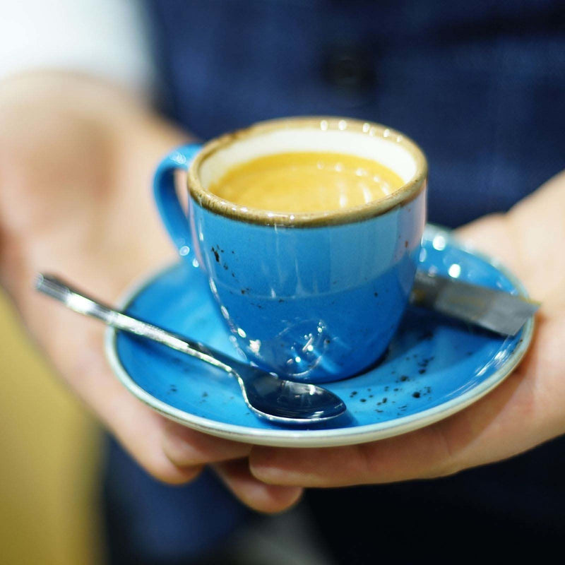 Load image into Gallery viewer, Fine Dine Iris espresso cup with 75ml capacity, showcasing a stylish ceramic design on a white background.
