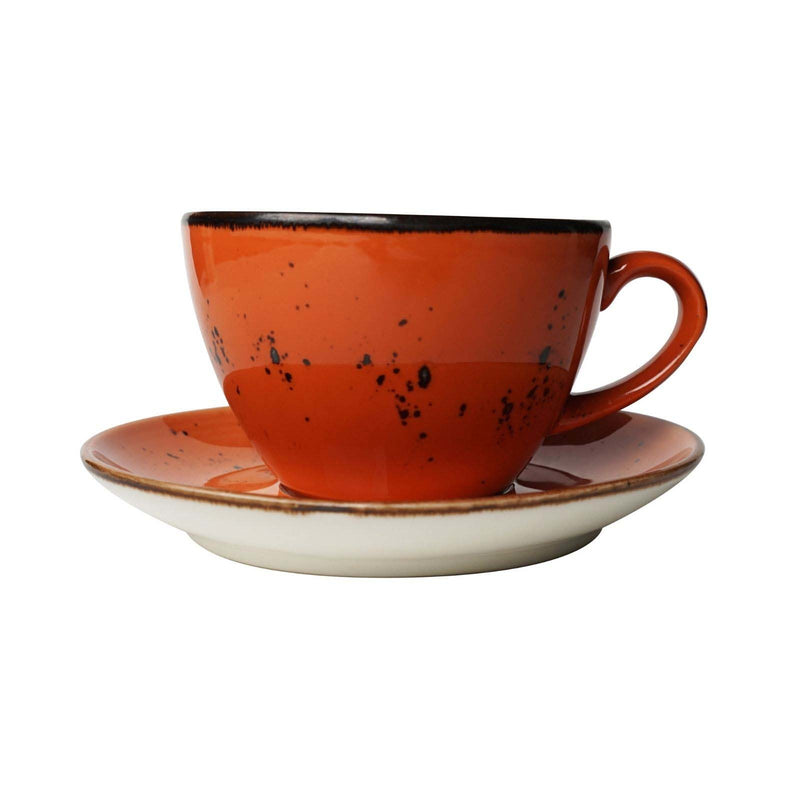 Load image into Gallery viewer, Fine Dine Dahlia cappuccino cup, 285ml, with floral design and curved handle, perfect for coffee or espresso.

