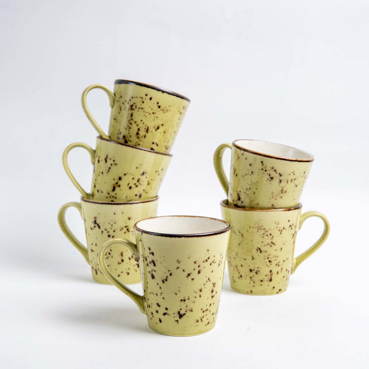 Fine Dine olive cappuccino cup, 285ml, ceramic cup with olive green glaze and handle, designed for hot beverages.
