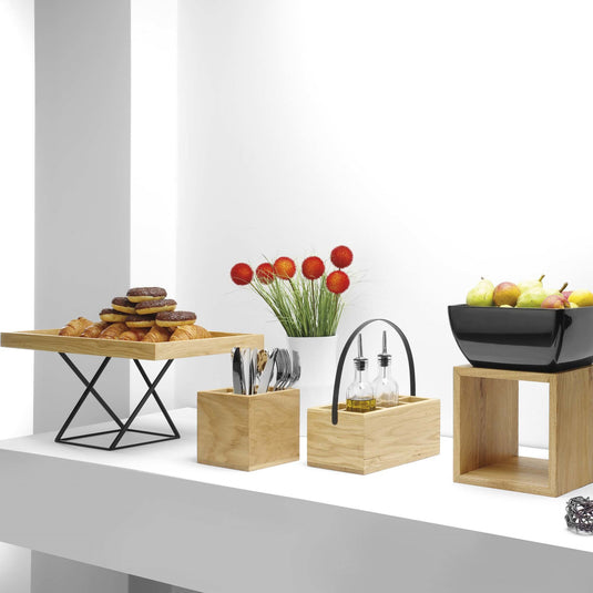 Madeira black dispenser base for food service, durable and sleek, designed by Fine Dine for secure and stable dispenser support.
