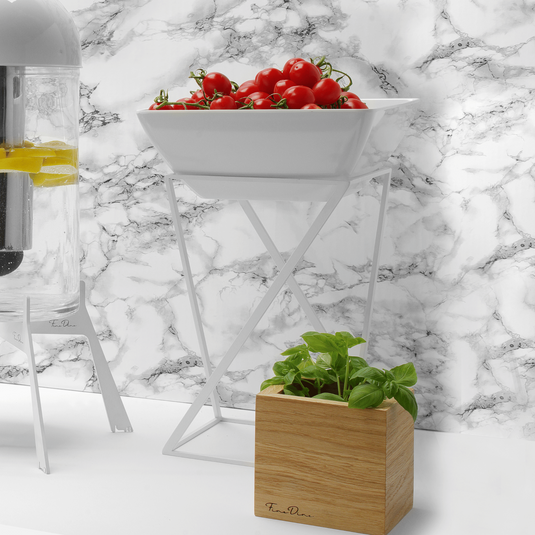 White melamine square bowl by Fine Dine, 190x190x90mm, with a smooth surface and modern design.