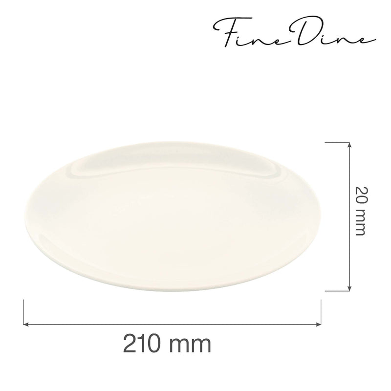 Load image into Gallery viewer, Fine Dine rimless 210mm plate with smooth edges, showcasing a clean, modern design perfect for elegant dining presentations.
