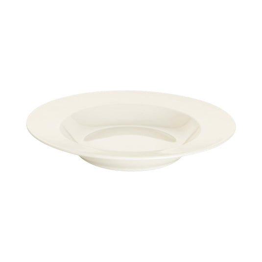 Deep 230mm ceramic plate from Fine Dine, showcasing its round shape and elegant design for serving main courses.