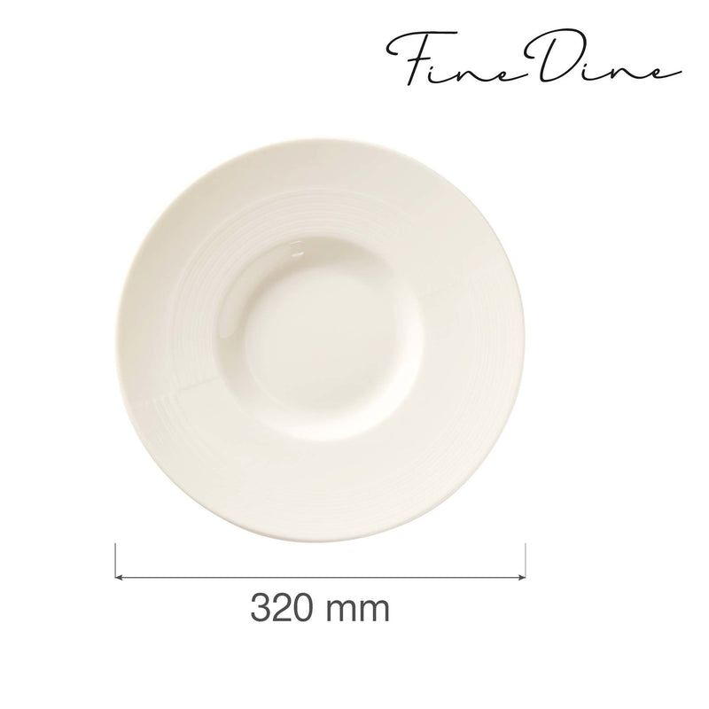 Load image into Gallery viewer, Fine Dine 318mm presentation plate with elegant cream-colored ceramic surface, ideal for serving and presentation.
