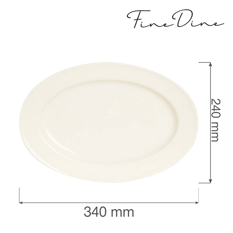 Load image into Gallery viewer, Fine Dine oval platter, 340x240mm, ceramic dish with a smooth, elegant finish perfect for serving appetizers or main courses.
