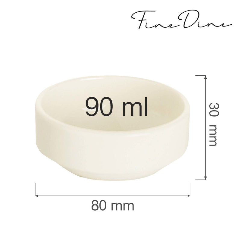 Load image into Gallery viewer, Stackable 90ml Crema bowl by Fine Dine, shown with smooth ceramic surface and compact design for serving and storage.
