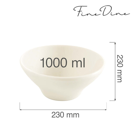 Fine Dine conical bowl, 190x75mm, showcasing a sleek, modern design ideal for serving or display.
