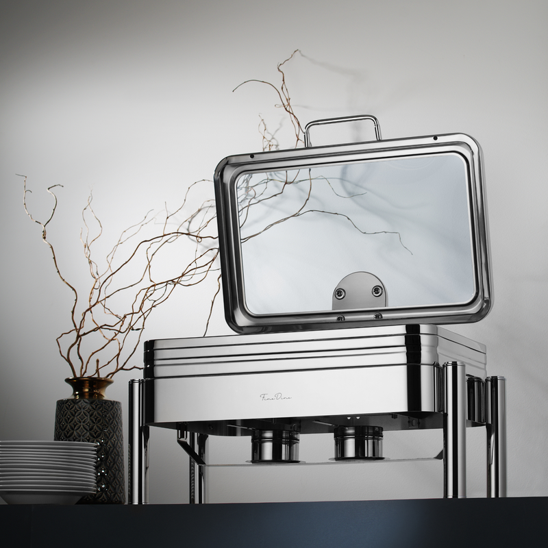 Load image into Gallery viewer, Frame for De Luxe GN2/3 chafing dish warmer by Fine Dine, showing sturdy metal construction and mounting points.
