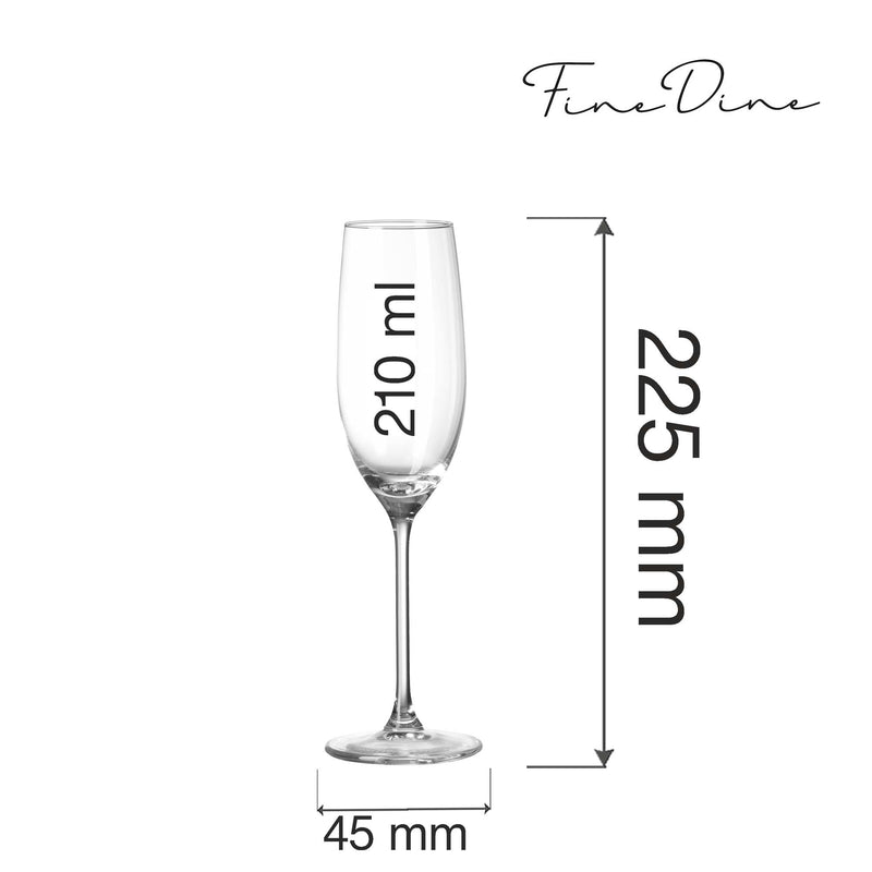 Load image into Gallery viewer, Fine Dine Cantare champagne flute with 210ml capacity, clear glass and elegant design for celebrating special moments.
