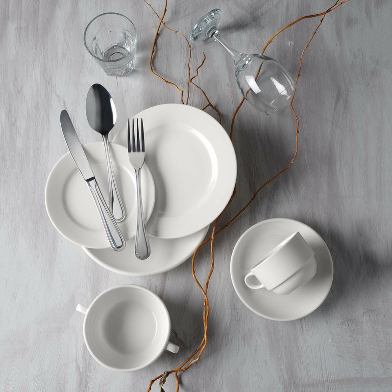 Load image into Gallery viewer, Fine Dine crema pasta plate, 260mm, showcasing elegant ceramic design perfect for serving pasta dishes.
