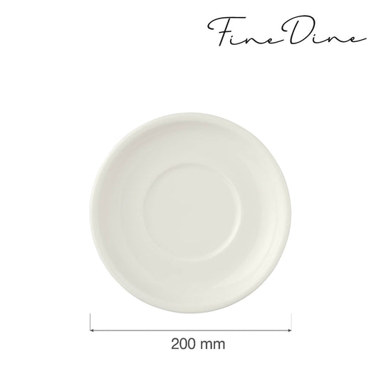 Fine Dine 200mm cream saucer, sauce boat saucer with smooth ceramic surface and elegant design for serving sauces.