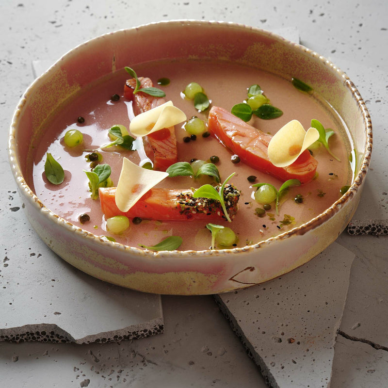 Load image into Gallery viewer, Deep Rosa high edge plate by Fine Dine, 250 mm, showcasing its elegant design and vibrant pink color on a white background.
