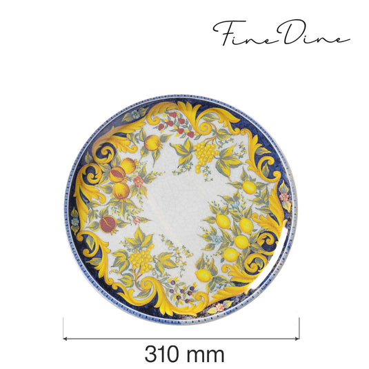 Fine Dine Tuscany pizza plate, 310mm, round ceramic serving plate with decorative pattern, perfect for pizza presentation.