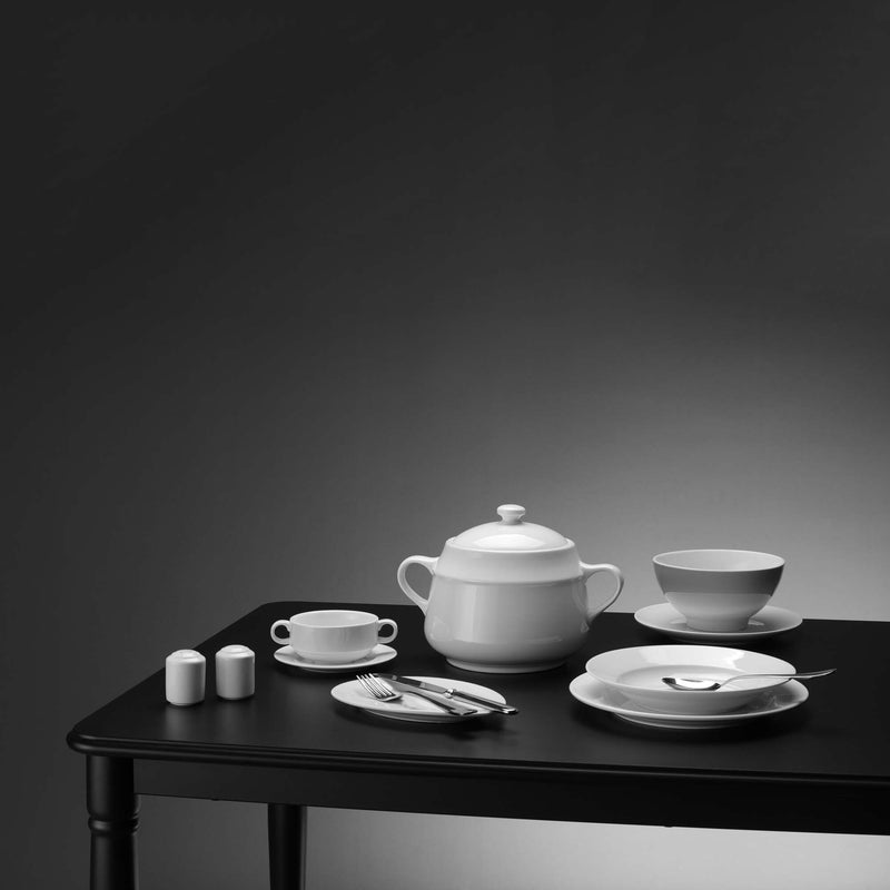 Load image into Gallery viewer, Deep 230mm plate from Fine Dine featuring a classic round design and smooth white ceramic finish.
