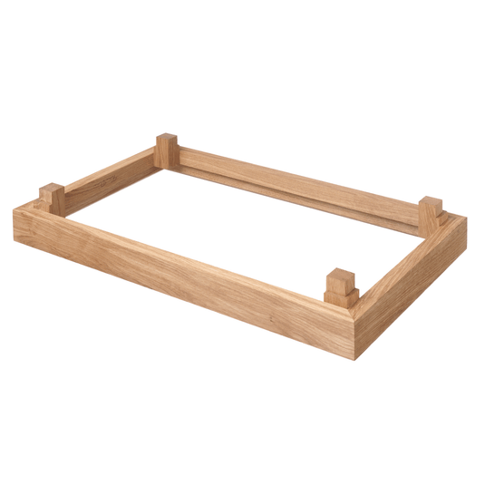 Fine Dine Madeira overlay GN 1/1 oak overlay in natural wood finish, showing detailed grain and smooth surface.