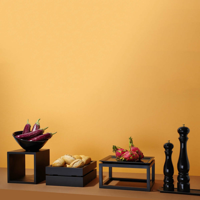 Load image into Gallery viewer, Square oak buffet display container by Fine Dine, 200x200x100mm, showcasing a stylish wooden serving box for catering or presentation.
