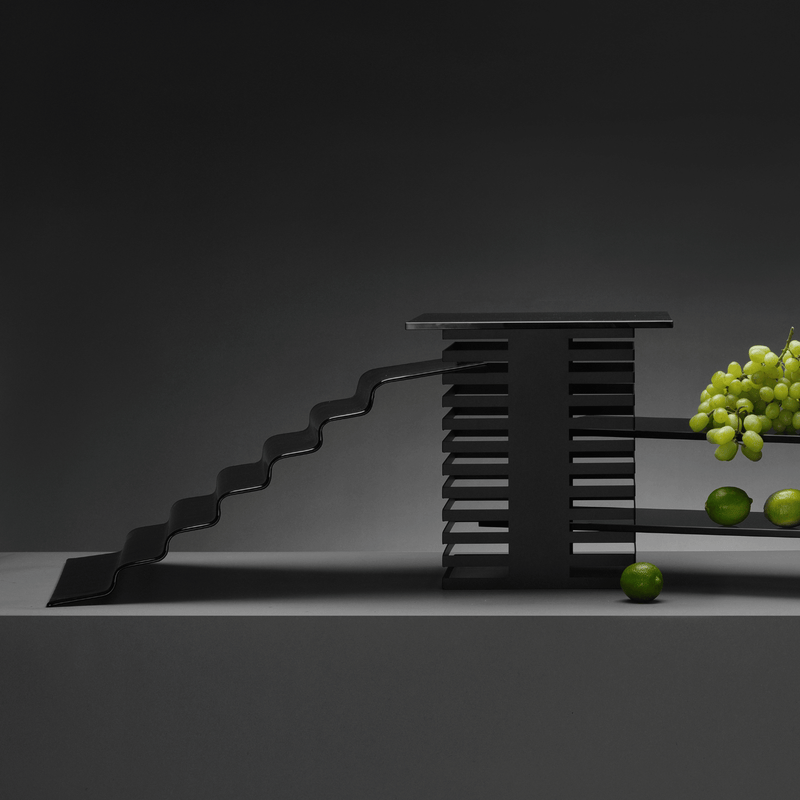 Load image into Gallery viewer, Fine Dine Skiatos buffet column with 12 levels, measuring 250x250x350mm, showcasing its sleek design and spacious storage.
