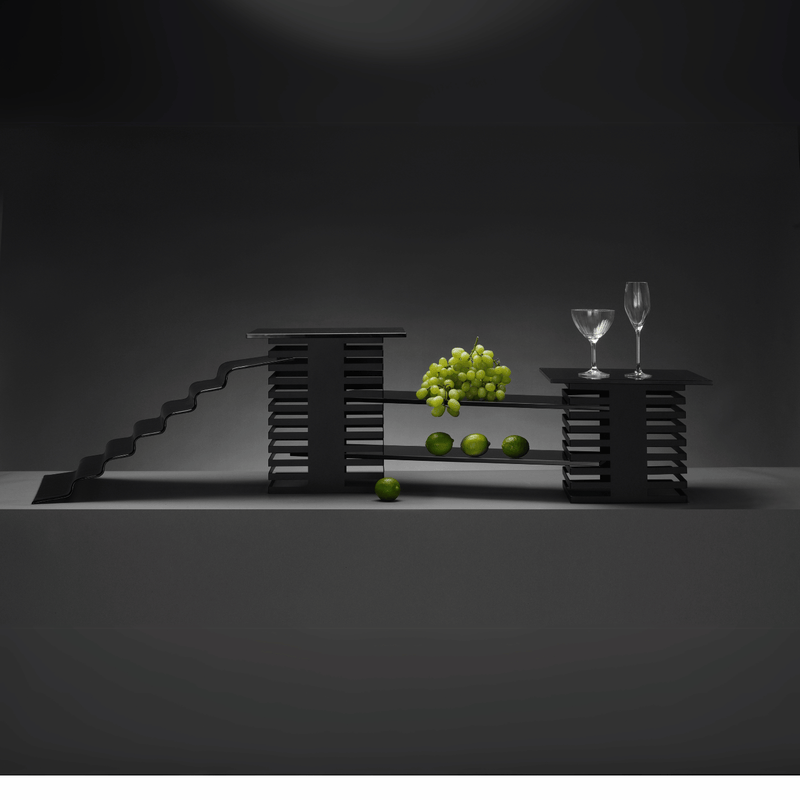 Load image into Gallery viewer, Fine Dine Skiatos buffet column with 17 levels, measuring 250x250x500mm, showcasing a sleek storage design.
