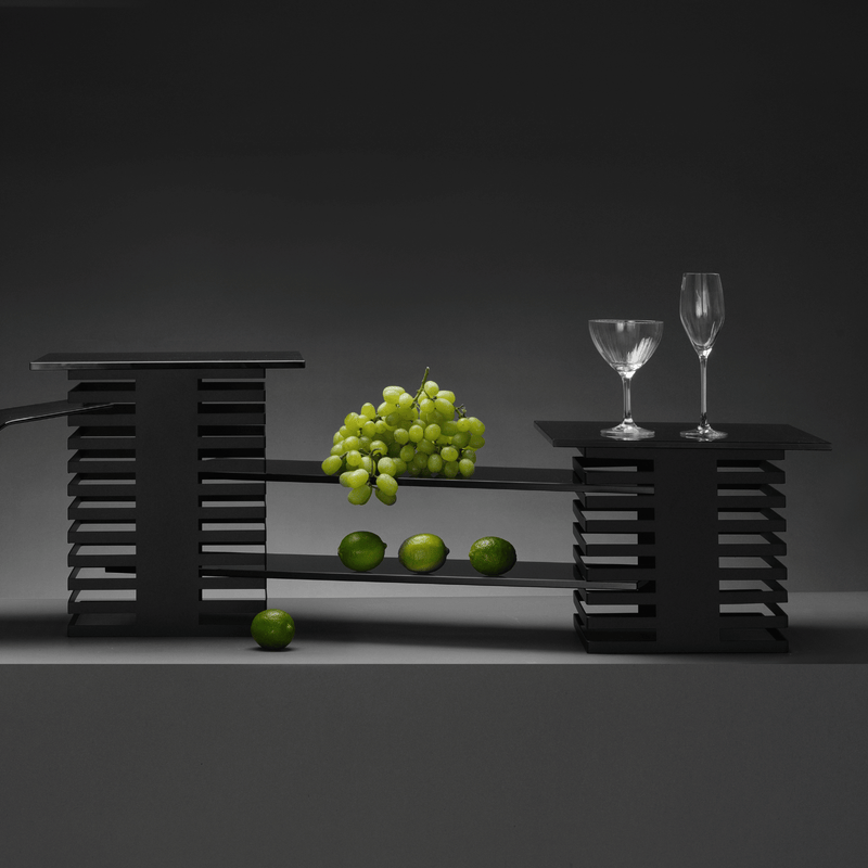 Load image into Gallery viewer, Fine Dine Skiatos buffet column with 17 levels, measuring 250x250x500mm, showcasing its sleek design and multiple storage shelves.
