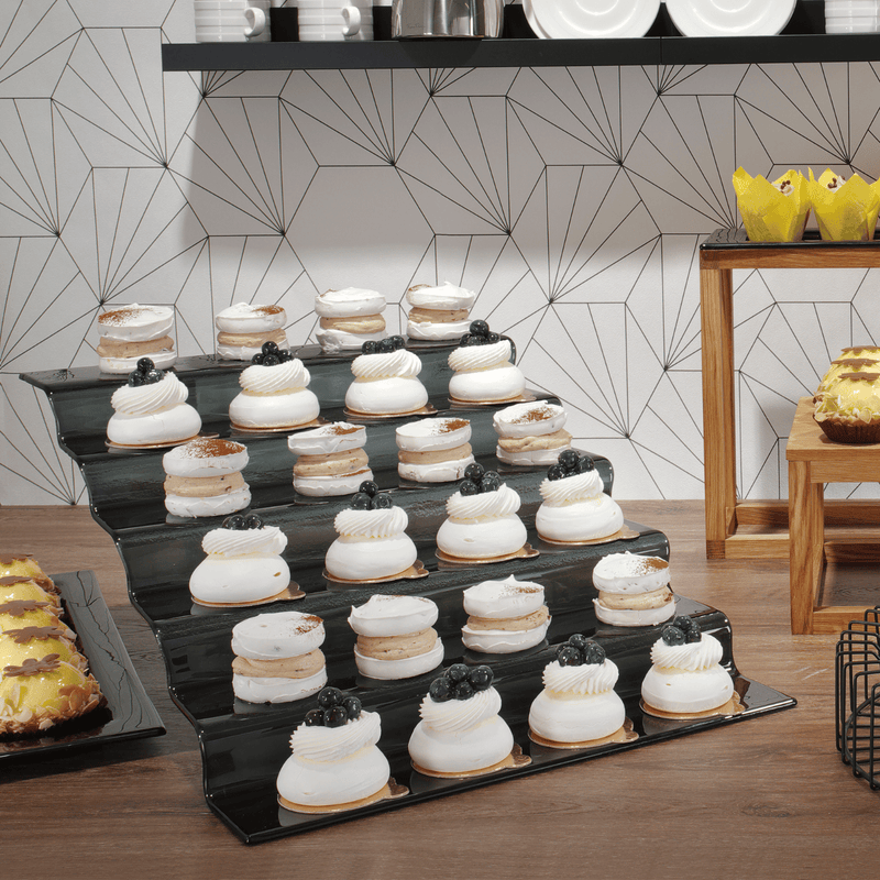 Load image into Gallery viewer, Vetro six-step black glass buffet stairs, 600x455x(H)240mm-buffet stairs
