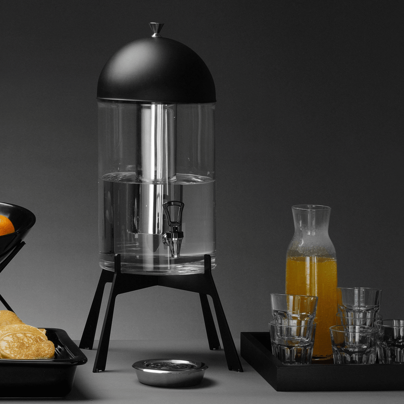 Load image into Gallery viewer, Black 7L beverage dispenser by Fine Dine, with a sleek design, measuring 345x345x570mm, suitable for drinks and beverages.
