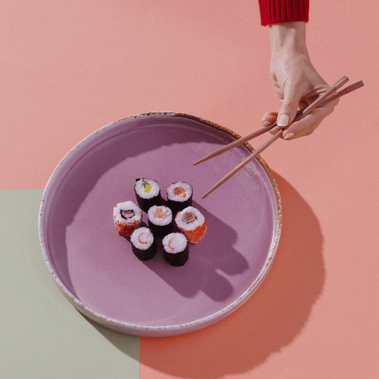 Fine Dine Rosa flat plate, 210mm shallow dish with a pink rose design, perfect for elegant dining presentations.