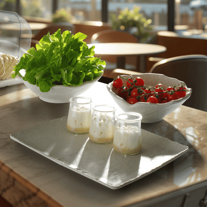 Load image into Gallery viewer, Gray Terra Slanted granite bowl by Fine Dine, measuring 282x275x115 mm, with a slanted design and textured surface.

