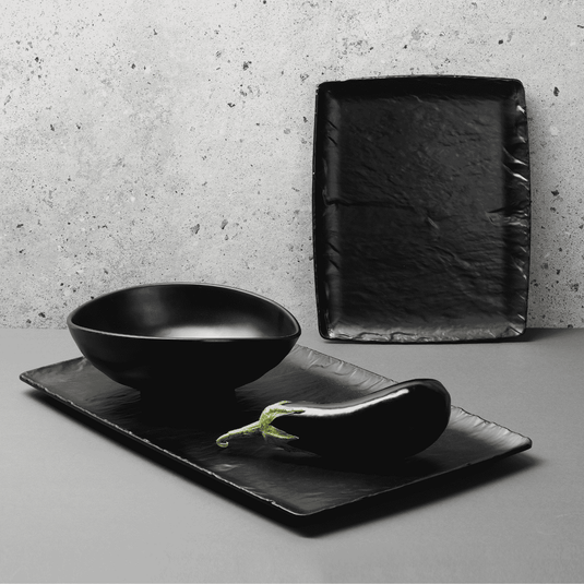 Fine Dine Terra Galaxy grey granite bowl with dimensions 260x220x95 mm, showing its textured surface and wide, shallow design.