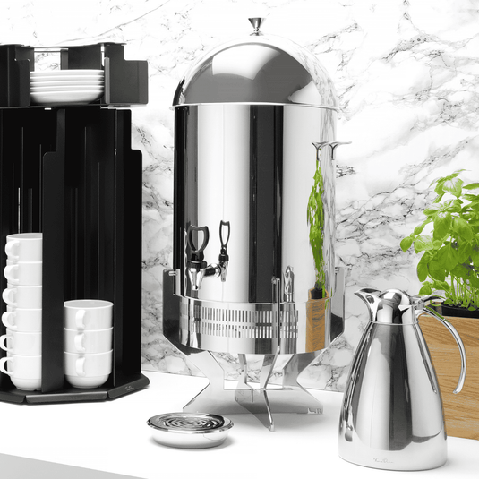 Fine Dine Skiathos induction coffee urn, 16L, stainless steel, with a 16-liter capacity and compact size for commercial use