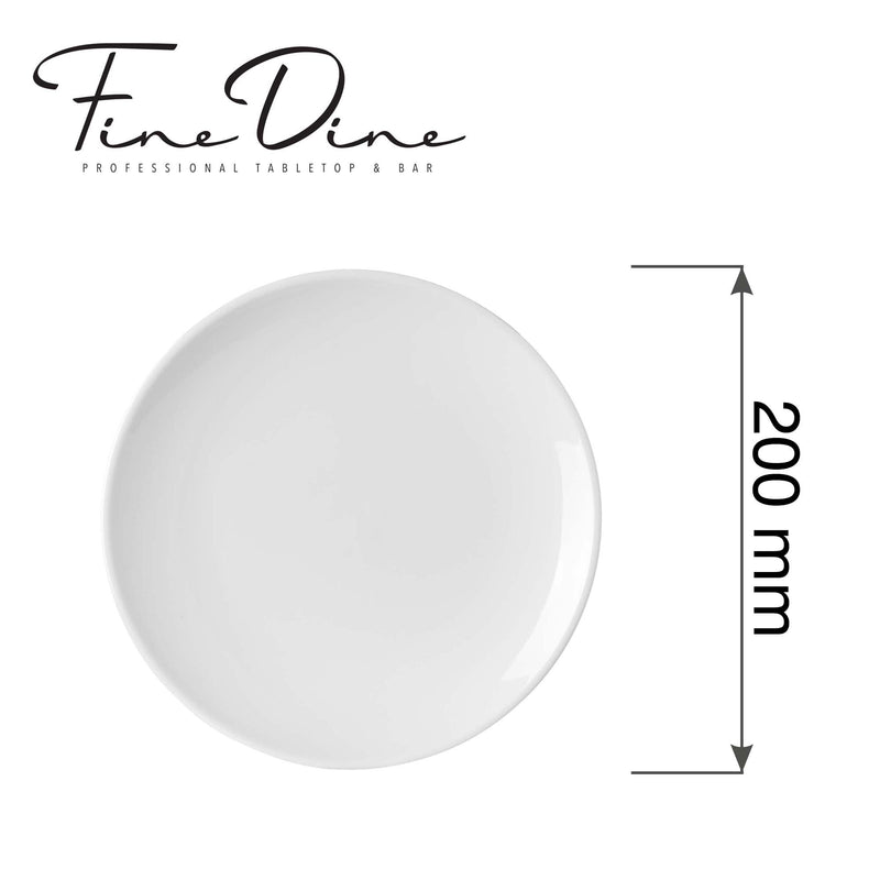Load image into Gallery viewer, Fine Dine Pure Bianco 200mm flat plate without rim, smooth white ceramic dinnerware, minimalist design for serving or dining.
