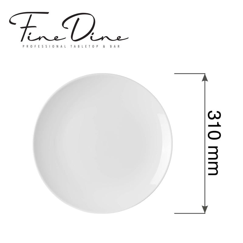 Load image into Gallery viewer, Fine Dine Pure Bianco flat plate without rim, 310mm, showcasing a sleek white ceramic design on a neutral background.
