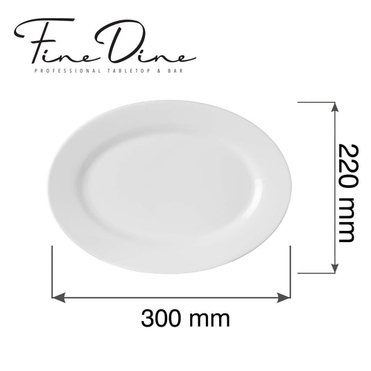 Fine Dine Pure Bianco serving dish, 300x220mm, elegant white platter for serving appetizers or main courses.