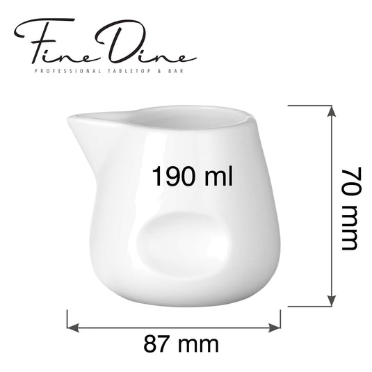 Fine Dine Pure Bianco milk and sauce jug, 190 ml creaper with a sleek design, perfect for serving sauces or milk.