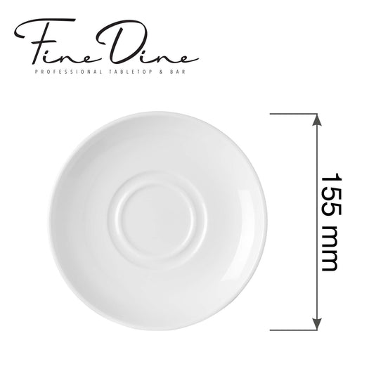 Fine Dine Pure Bianco sauce boat saucer, 160mm, ceramic gravy boat accessory with clean white finish and smooth design.
