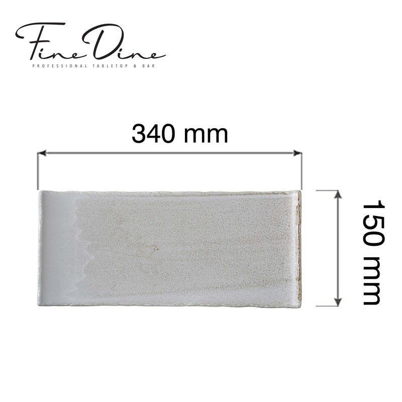 Load image into Gallery viewer, Fine Dine Stark rectangular plate measuring 340x150mm, showcasing a sleek, modern design perfect for serving dishes.
