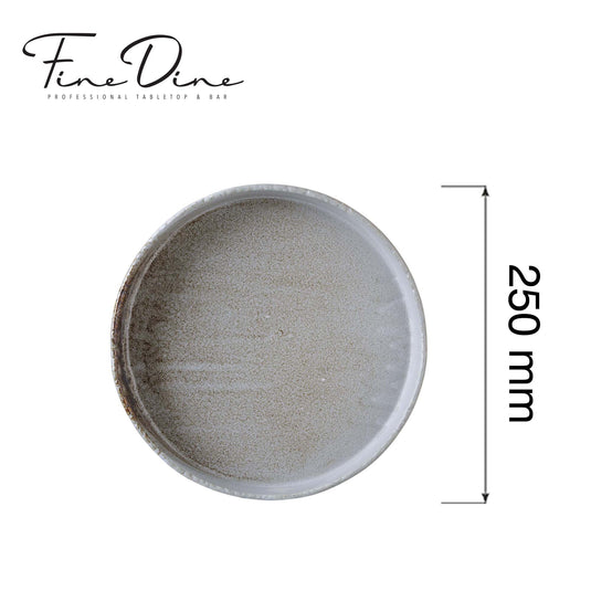 Fine Dine Stark high edge plate, 250mm with a high rim, shown in the image with a sleek ceramic finish.