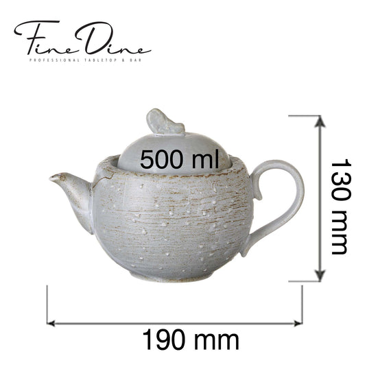 Fine Dine Stark 500ml teapot with a classic ceramic design, featuring a handle and spout for brewing and serving tea.