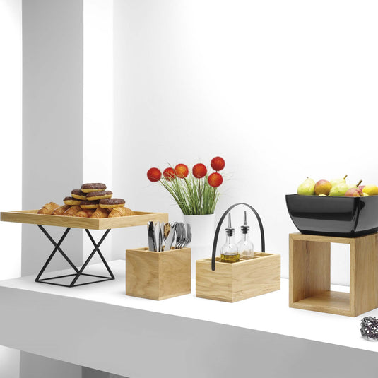 Madeira serving board by Fine Dine, 330mm x 460mm, wood serving tray with natural finish and handles for serving food.