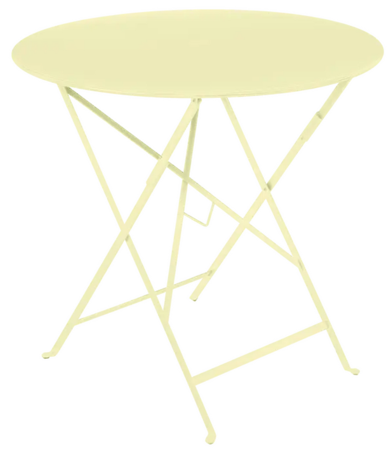 Load image into Gallery viewer, Fermob Bistro Round Folding Table Ø77cm with frosted lemon finish, ideal for outdoor dining and hospitality settings.
