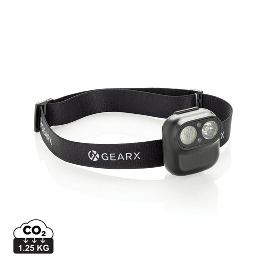 Gear X RCS rPlastic head torch with motion sensor - Custom Wood DesignsGearX Gear X RCS plastic head torch with motion sensor, compact tools and torch device with adjustable strap and sensor featuresTools & TorchesP518.0501Recycled ABS,Polyesterblack