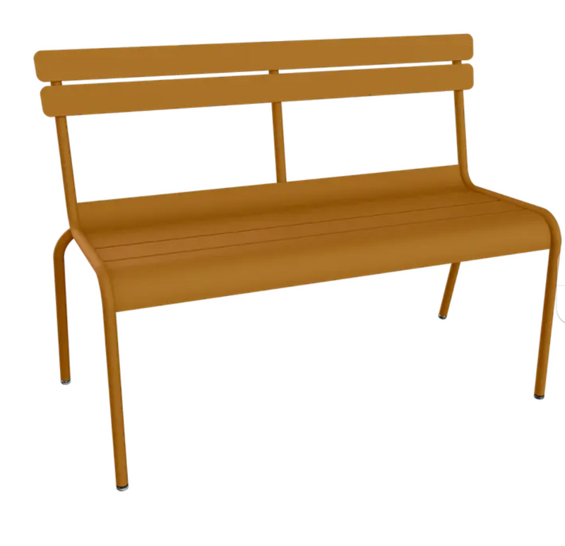 Load image into Gallery viewer, Fermob Luxembourg 2/3-seater outdoor bench with backrest in gingerbread color, suitable for indoor or outdoor use
