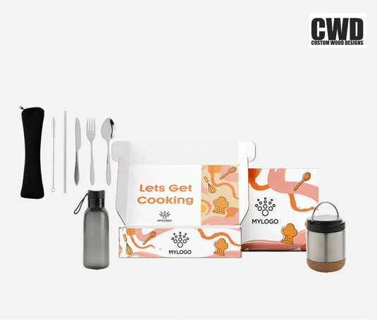 Gourmet Lunch Gift Box Set - Custom Wood DesignsCustom Wood Designs gourmet lunch gift box set with logo, featuring a stylish presentation of lunch items in a premium gift box.Gift Box Set24575220729079
