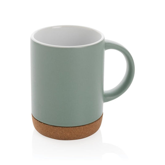 Ceramic mug with cork base pack of 25 Branded Green Custom Wood Designs __label: Multibuy greenceramicmugcorkbasecustomwooddesigns